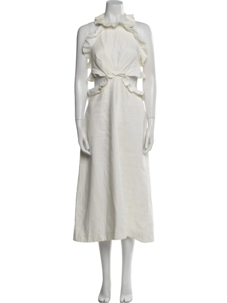 Zimmermann White Linen Halter Top With Twist Detail
